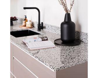 Plan de travail quartz BLANCO PIETRA sur-mesure Ep.20/40 mm