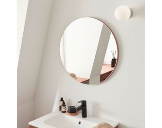 Miroir de salle de bains rond D.60 cm, décor uni FORMEO