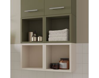Meuble complément sous-vasque, 2 niches, H.60 cm, décor verni laqué FORMEO