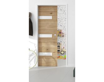 Porte coulissante vitrée NAIADE chêne plaqué