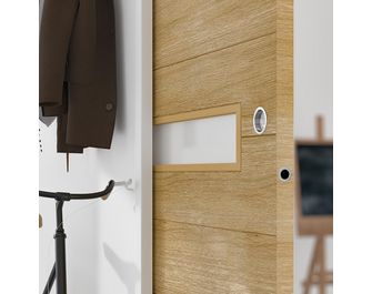 Porte coulissante vitrée NAIADE chêne plaqué