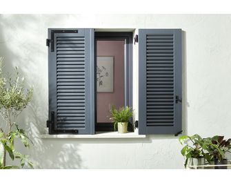 Volet bois exotique à cadre GALILEE