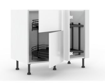 Meuble d’angle bas Twister 2 portes casseroliers, 2 paniers