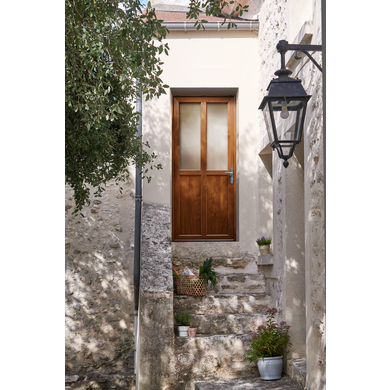 Porte d'entrée AMELIE PVC Chêne miel/Blanc 215 x 90 cm Main Image
