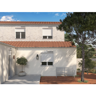 Volet roulant solaire DENVER couleur blanc et gris sur-mesure avec moustiquaire Main Image