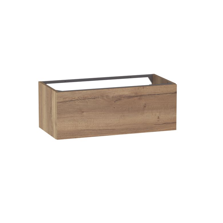 Meuble sous-vasque gain de place L.80 cm, 1 tiroir, décor naturel FORMEO