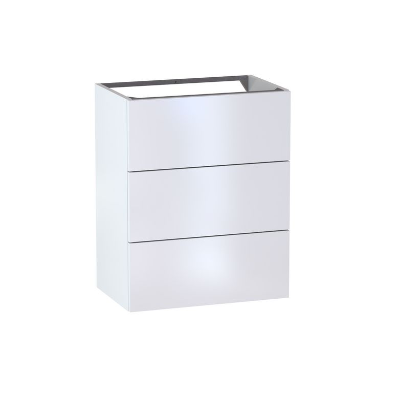 Meuble sous-vasque gain de place L.60 cm, 3 tiroirs, décor uni FORMEO