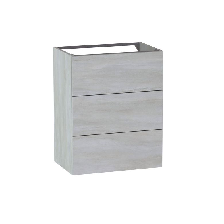 Meuble sous-vasque gain de place L.60 cm, 3 tiroirs, décor naturel FORMEO