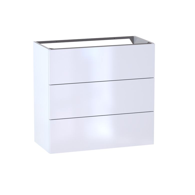 Meuble sous-vasque gain de place L.80 cm, 3 tiroirs, décor verni laqué FORMEO