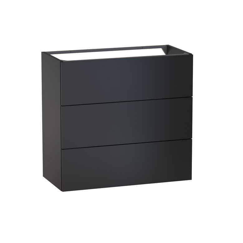 Meuble sous-vasque gain de place L.80 cm, 3 tiroirs, décor verni laqué FORMEO
