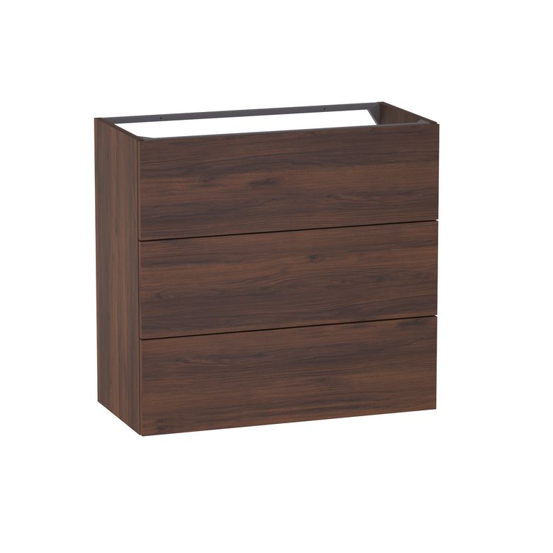 Sous vasque 3 tiroirs gain de place Formeo noyer warmia H75xL80xP38.5 Main Image