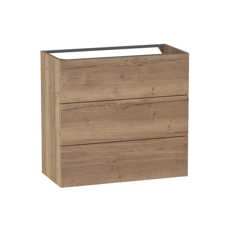Meuble sous-vasque gain de place L.80 cm, 3 tiroirs, décor naturel FORMEO