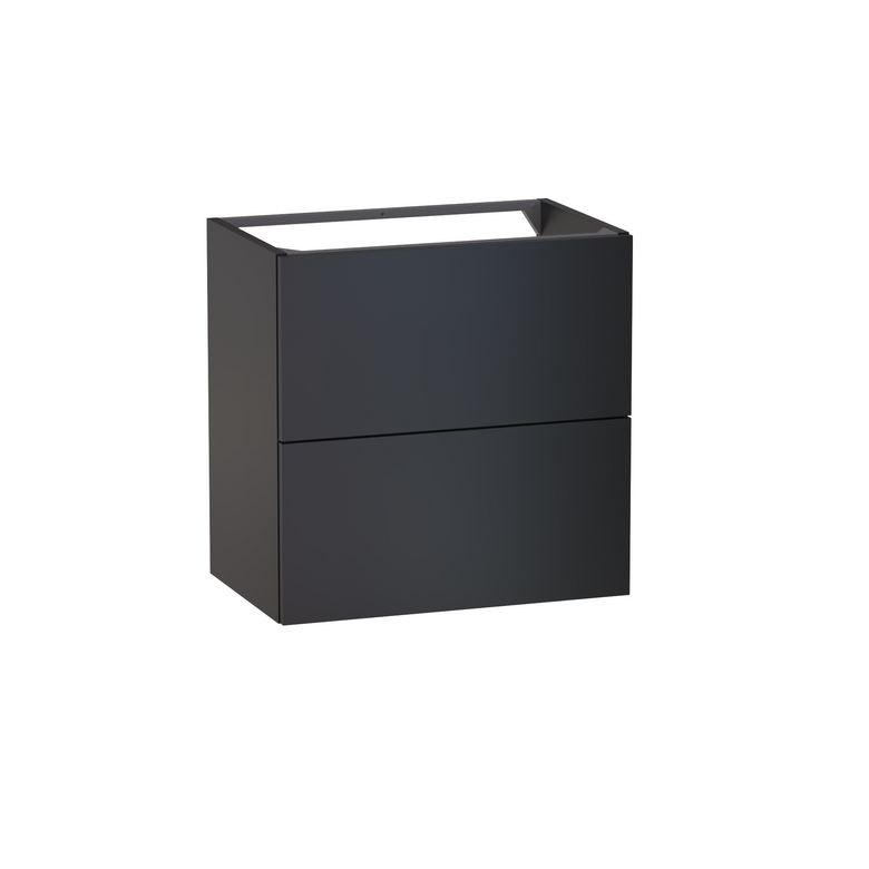 Meuble sous-vasque gain de place L.60 cm, 2 tiroirs, décor verni laqué FORMEO