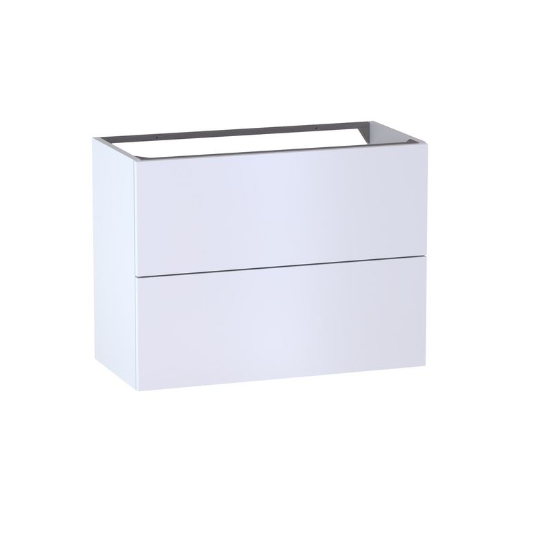 Meuble sous-vasque gain de place L.80 cm, 2 tiroirs, décor verni laqué FORMEO