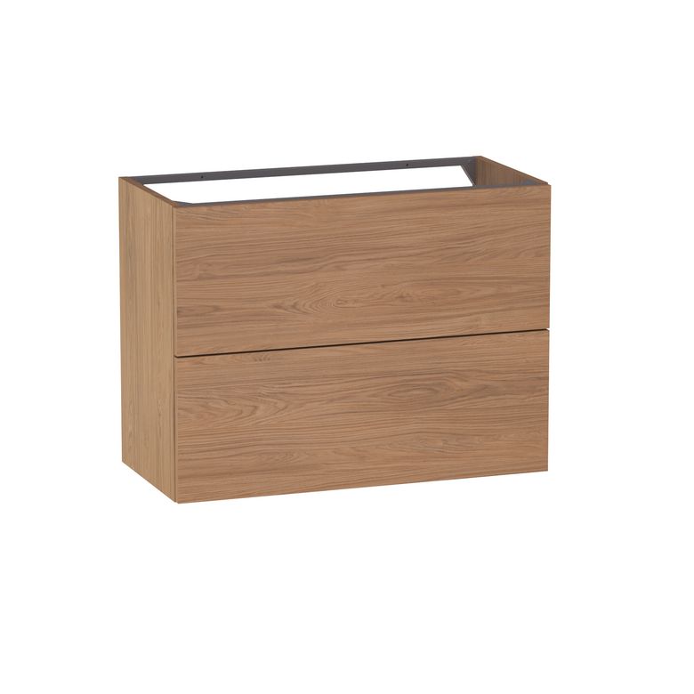 Meuble sous-vasque gain de place L.80 cm, 2 tiroirs, décor naturel FORMEO