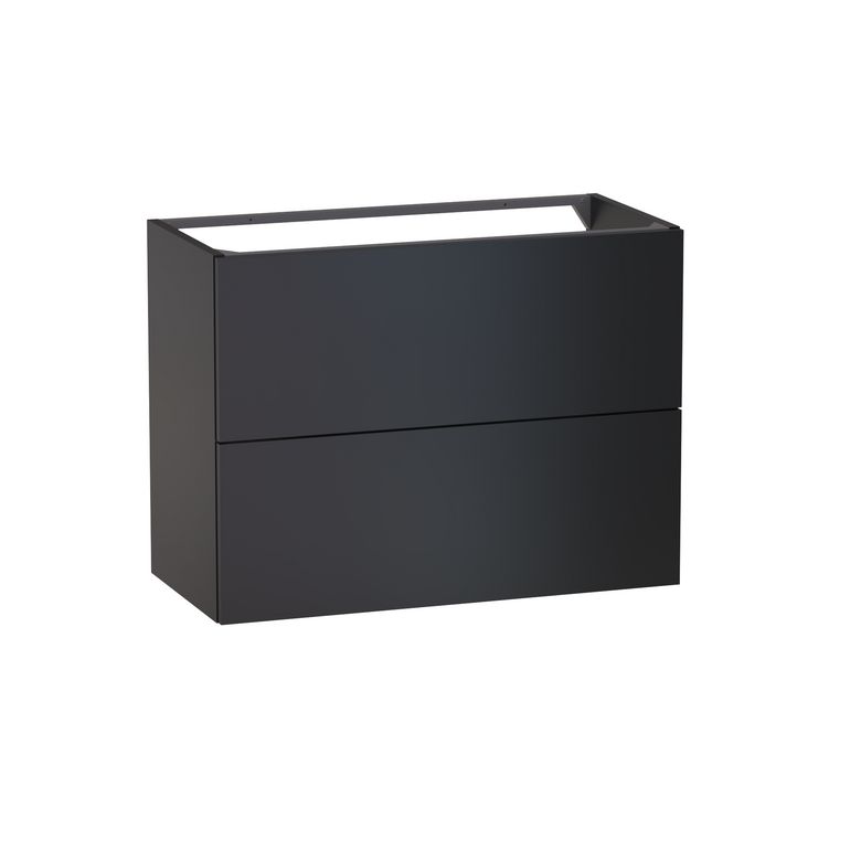 Meuble sous-vasque gain de place L.80 cm, 2 tiroirs, décor verni laqué FORMEO