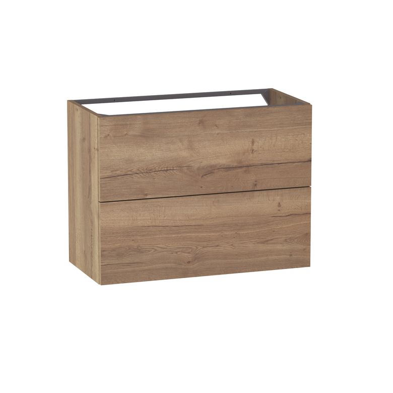 Meuble sous-vasque gain de place L.80 cm, 2 tiroirs, décor naturel FORMEO