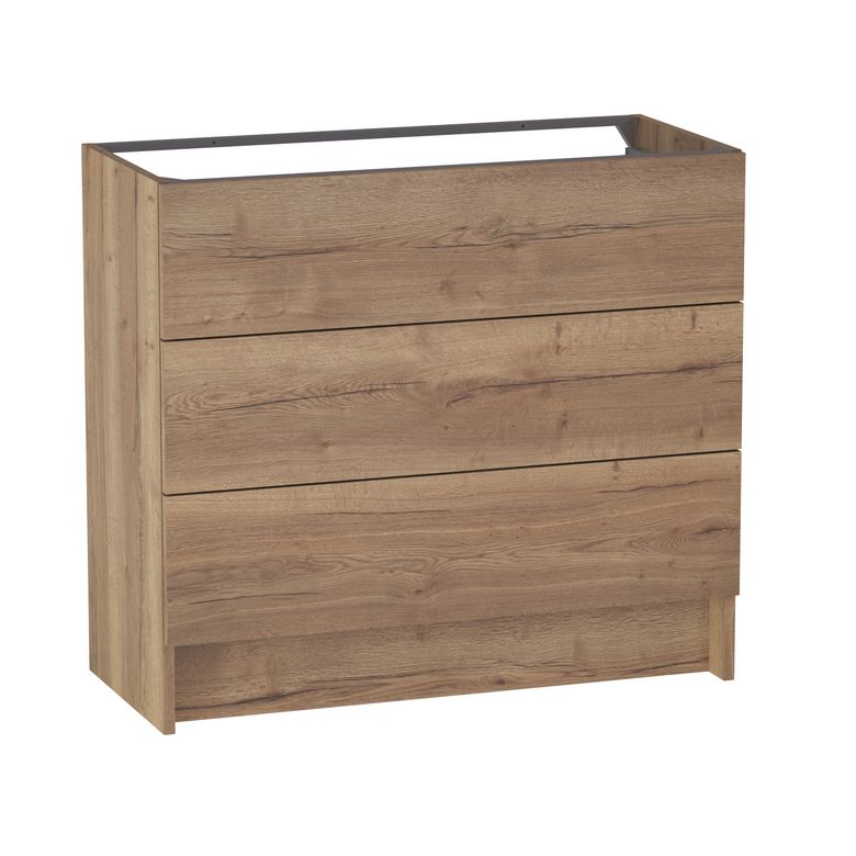 Meuble sous vasque reposant L.100 cm, 3 tiroirs, décor naturel FORMEO