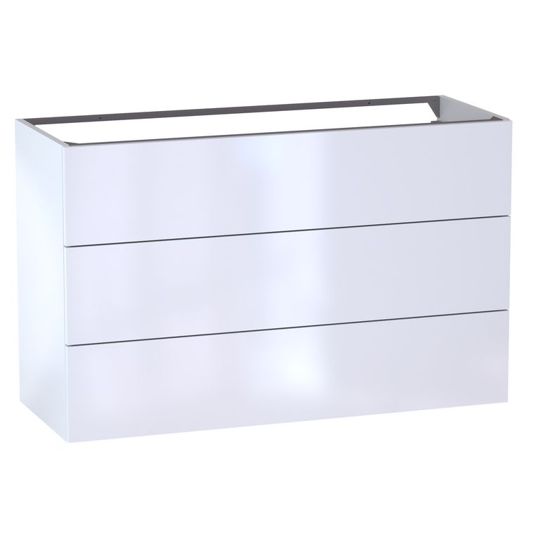 Meuble sous-vasque L.120 cm, 3 tiroirs, décor verni laqué FORMEO