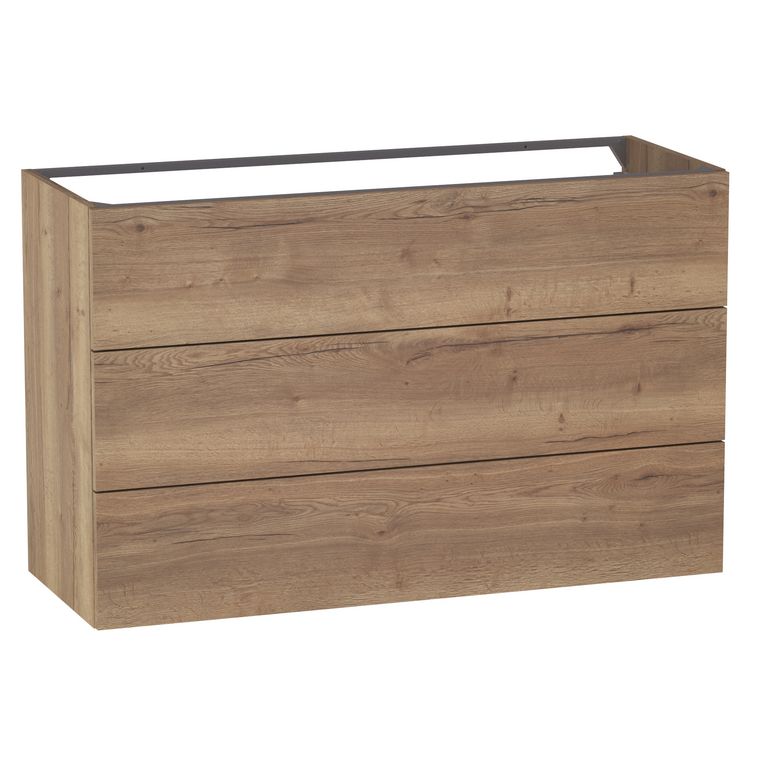 Meuble sous-vasque L.120 cm, 3 tiroirs, décor naturel FORMEO
