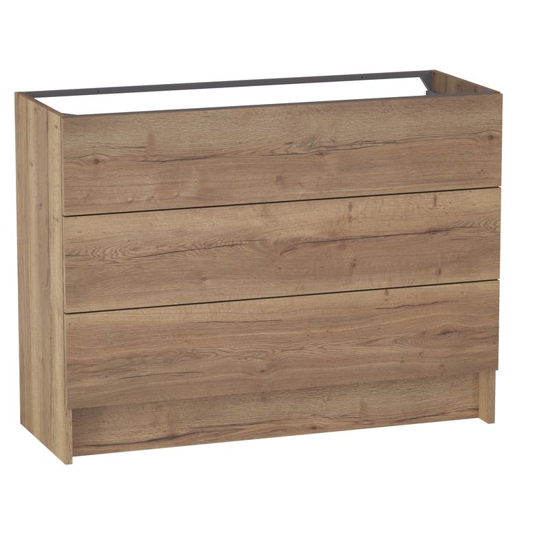 Meuble sous vasque reposant L.120 cm, 3 tiroirs, décor naturel FORMEO