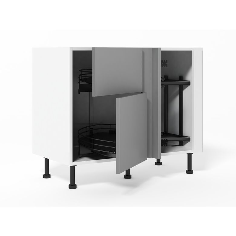 Meuble d’angle bas Twister 2 portes casseroliers, 2 paniers
