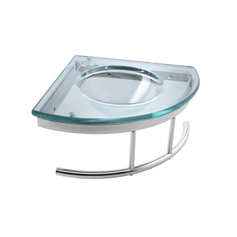 Lave-mains CRISTAL vert d'eau en verre L.34.5 x l.34.5 avec porte-serviette Main Image