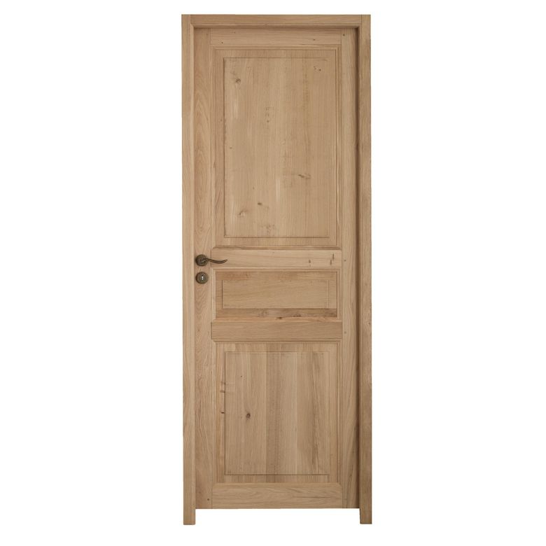 Bloc-porte MIRAMONT *** Chêne Brut - Menuisé - Huisserie 72 - H.204 x l.83 D Main Image