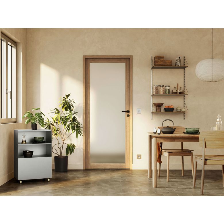 Bloc-porte QUADRAL grand vitrage *** dépoli Chêne plaqué-Lapeyre