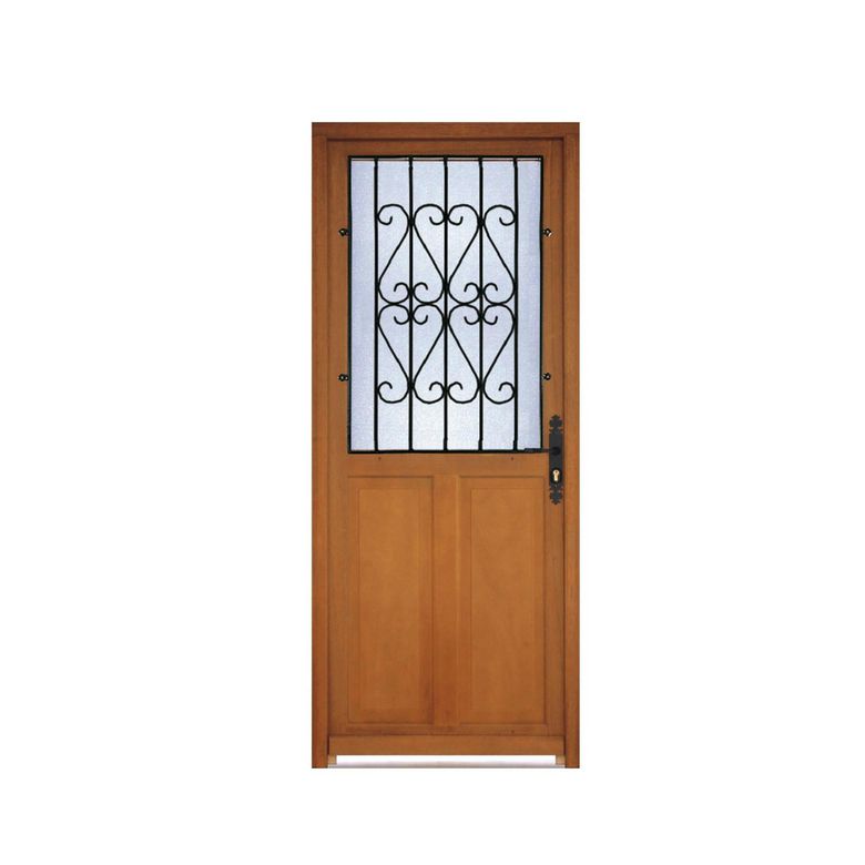 Porte d'entrée Savigny Bois exotique avec grille - Portes