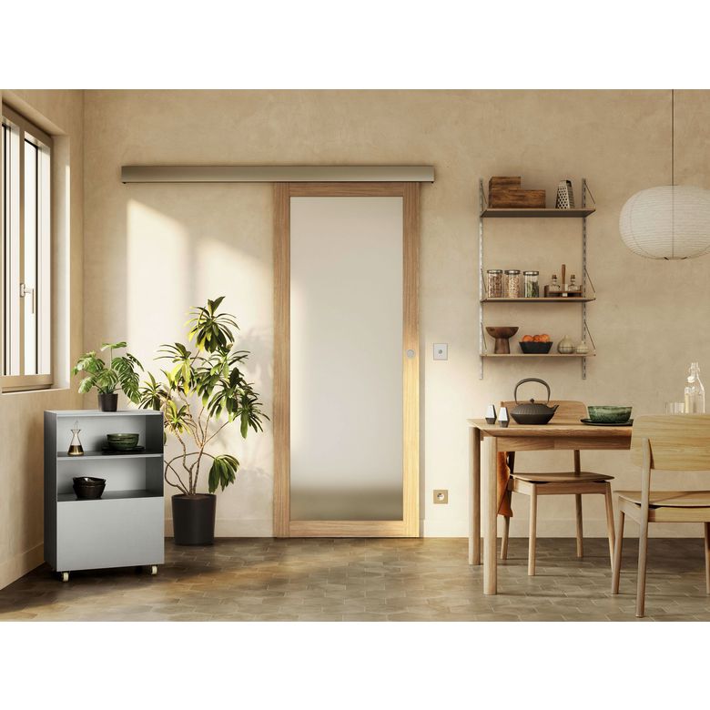 Porte coulissante QUADRAL grand vitrage *** Chêne plaqué-Lapeyre