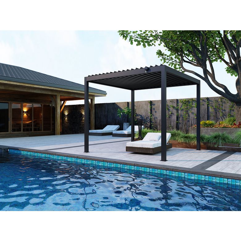 Pergola autoportante ATLAS aluminium/acier gris anthracite 7016 2.97x2.97x2.4 Main Image