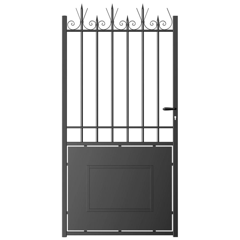 Portillon MODELE A semi ajouré acier galvanisé noir RAL 9005 H.202 xl.100 gauche Main Image