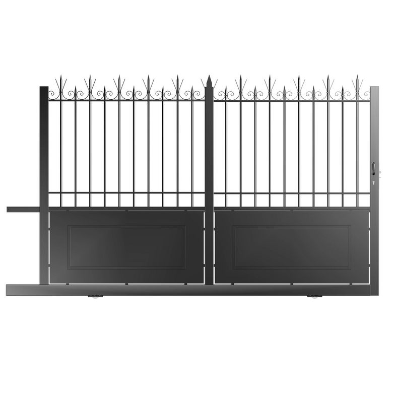 Portail coulissant acier MODELE A avec soubassement 1,935/2,03x3.5m gauche Main Image