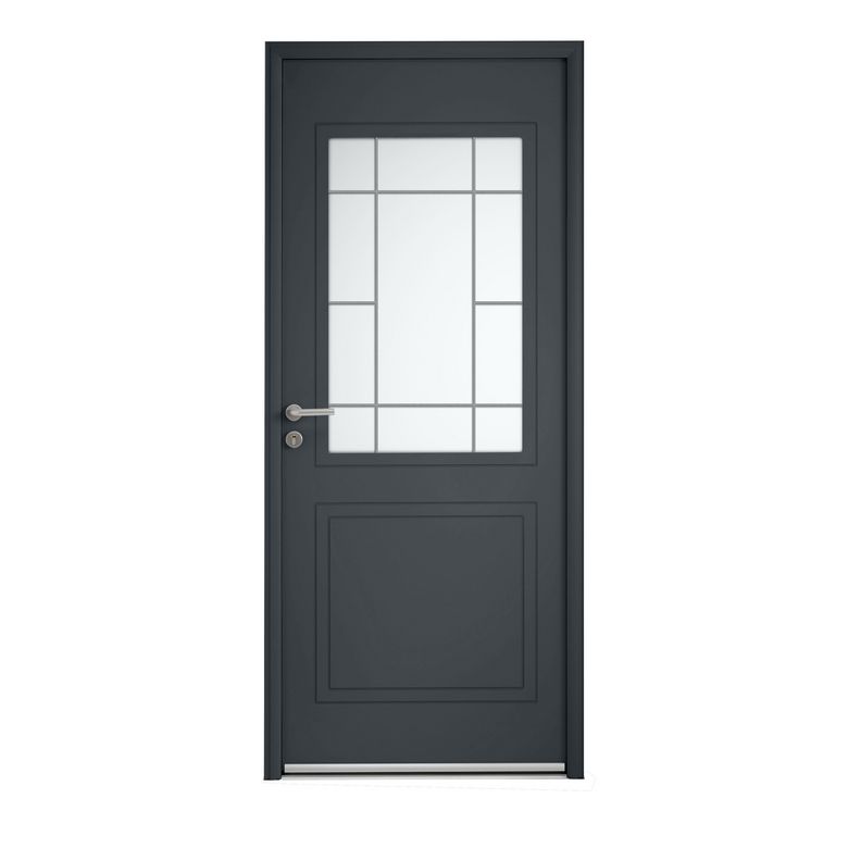 Porte d'entrée ** Alu AZELIE G7016 SAB/B9016 SAT Barillet+Poignée -H.215 x l.90D Main Image