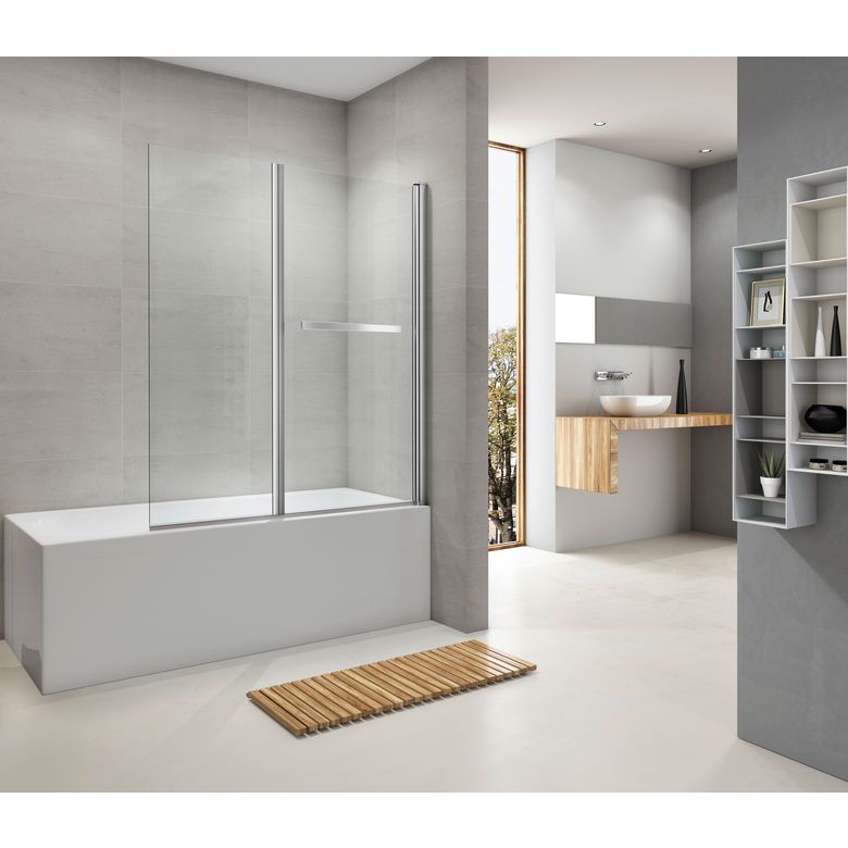 Pare baignoire LIGNE 2 chrome 2 volets-Lapeyre
