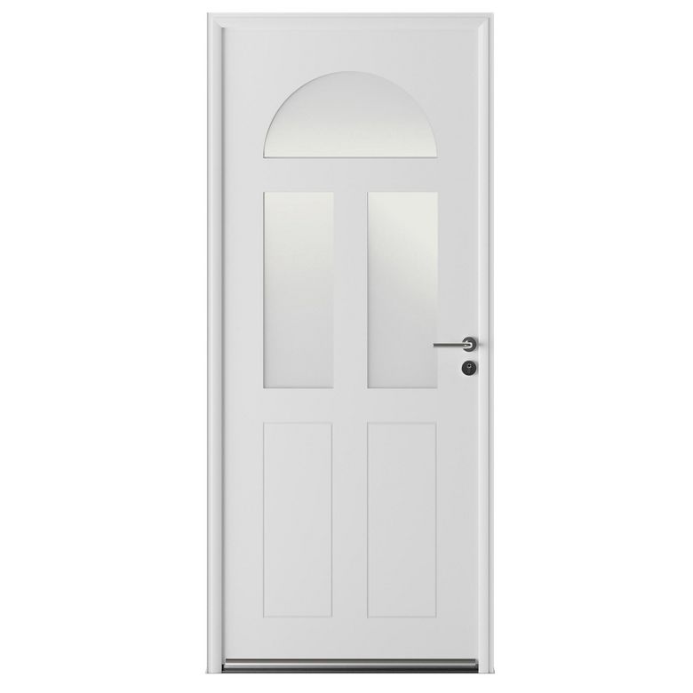 Porte d'entrée ** Alu ANITA Blanc 9016 satiné + Barillet+ Poignée -H.215 x l.90D Main Image