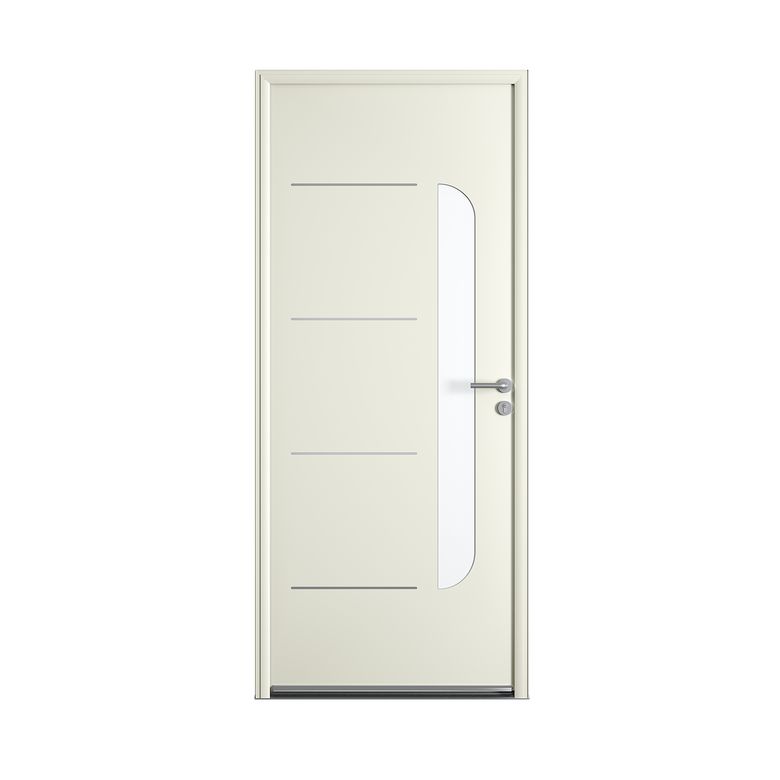 Porte d'entrée ** Alu ANOUK Blanc 9016 satiné + Barillet+ Poignée -H.215 x l.90G Main Image