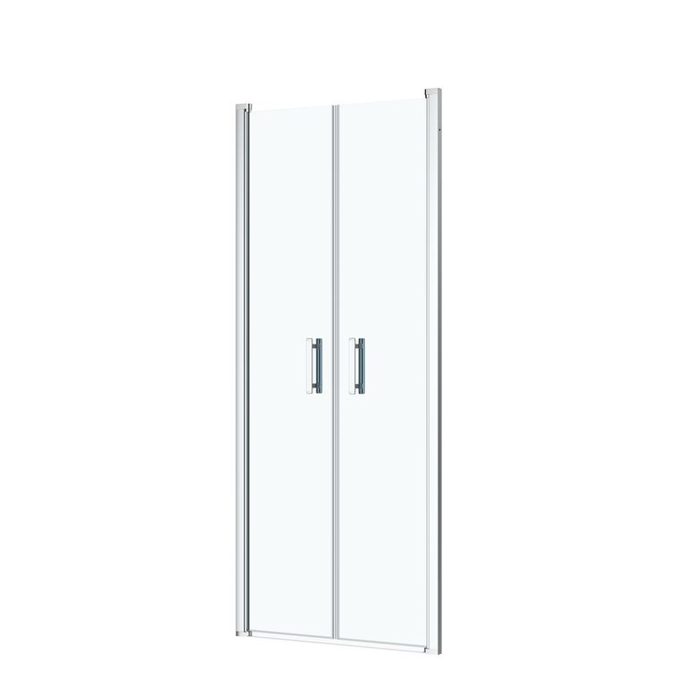 Pte douche battante MARILOU 2 chromé verre transparent 6mm H195XL90 Main Image