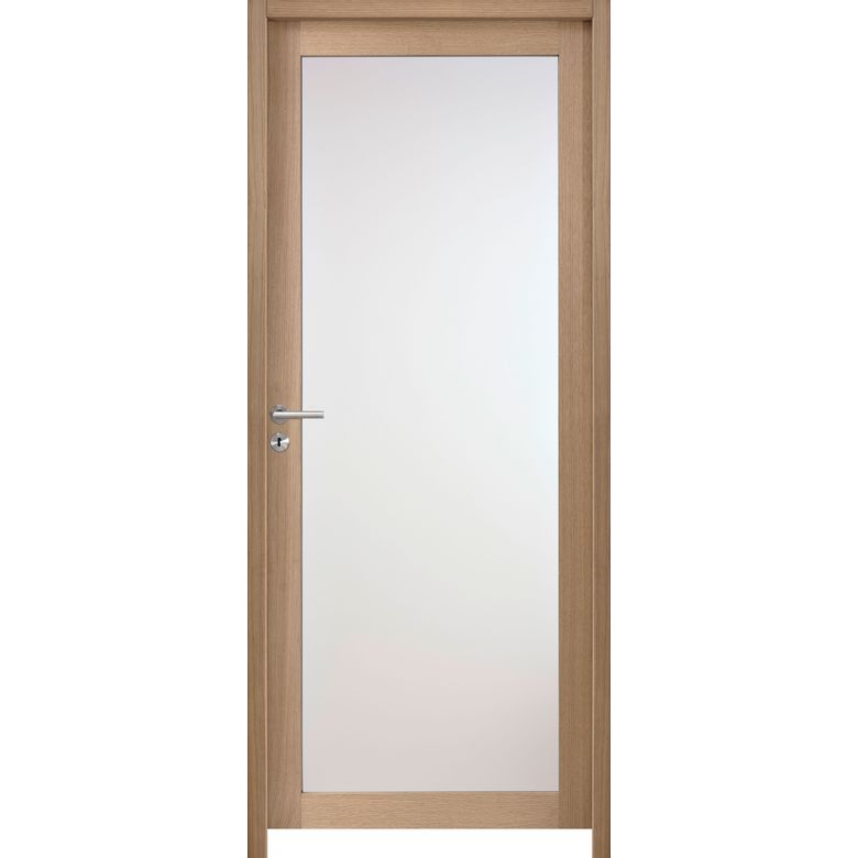 Bloc-porte QUADRAL grand vitrage *** dépoli Chêne plaqué-Lapeyre