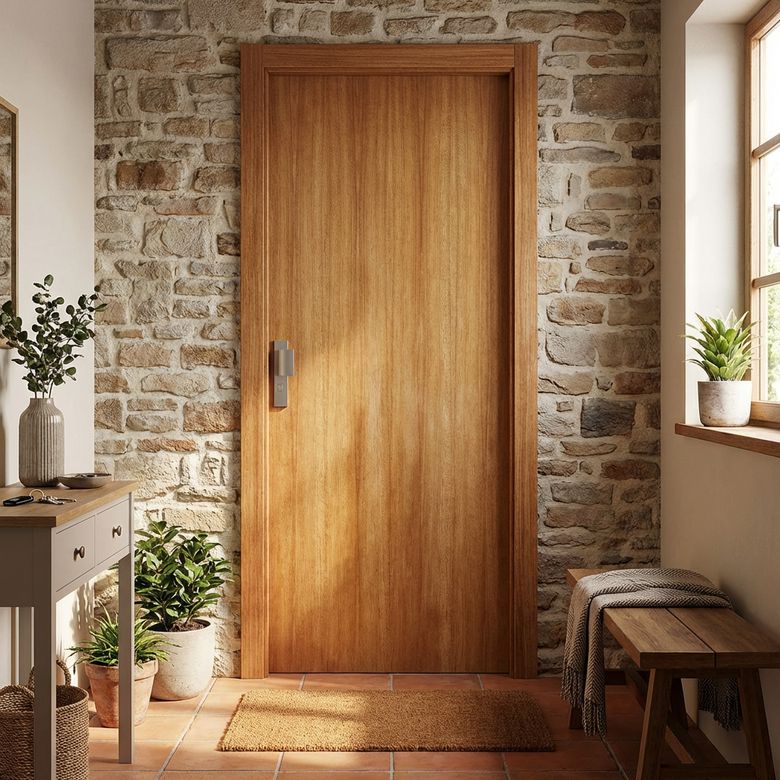 Bloc-porte palier EI30 Sapelli ARLETTE 2 - 38 dB - 3 points - Lapeyre