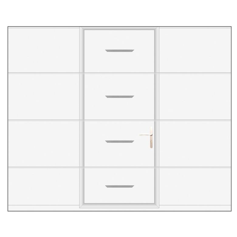 Porte de garage Antonin sectionnelle motif Tiret avec portillon motorisée SOMFY