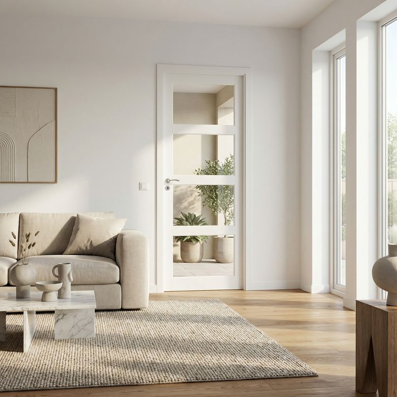 Vitrage pour porte Milan Prêt-à-peindre - transparent - Portes