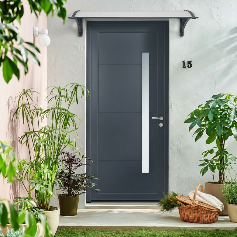 Auvent ALAIN contemporain verre et aluminium-Lapeyre