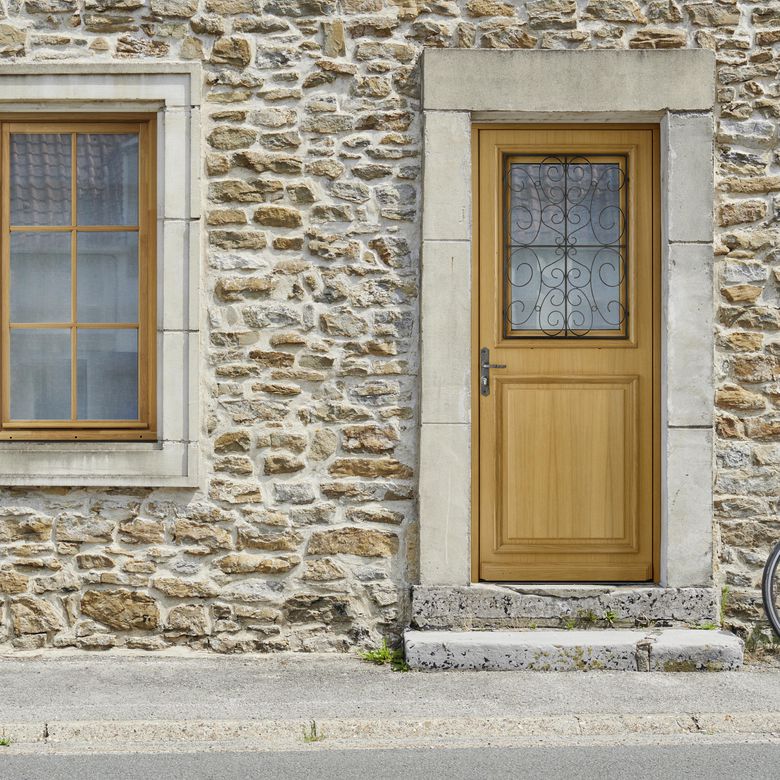 Porte d'entrée ANNE-SOPHIE bois exotique -Lapeyre