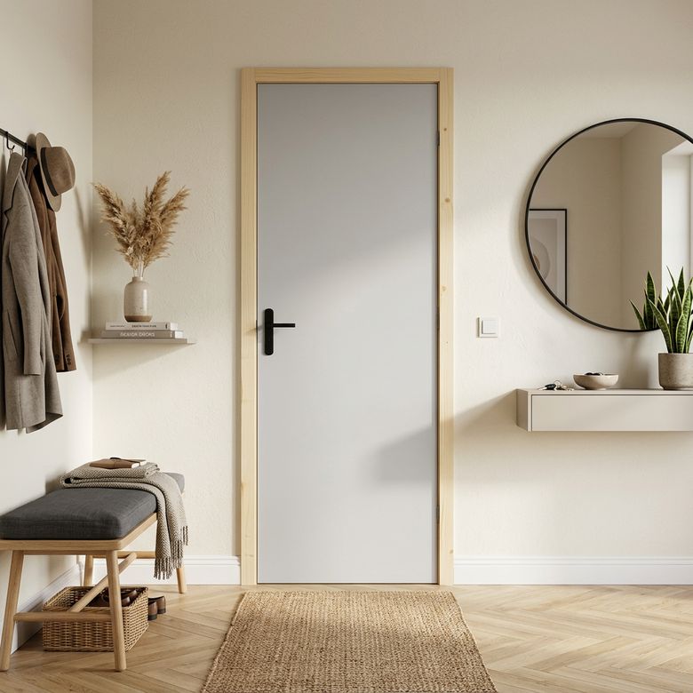 Bloc-porte blanc huisserie 72 prêt-à-peindre BASIK ALVEO| Lapeyre