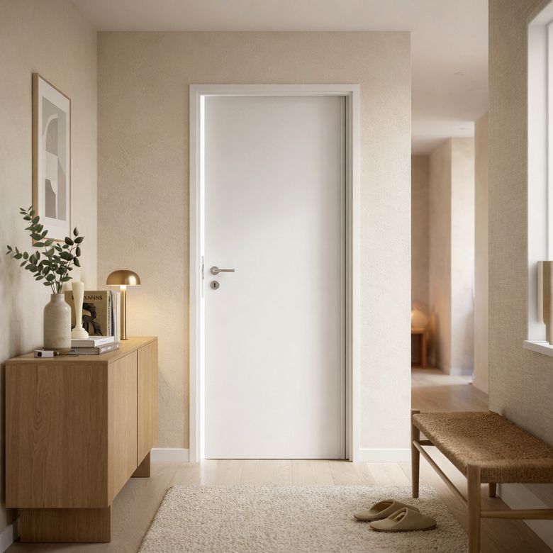 Bloc-porte fin de chantier thermique prêt-à-peindre ROMY 2 AGGLO | Lapeyre