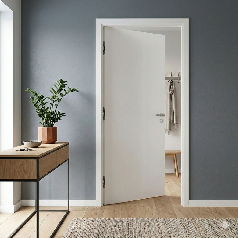 Bloc-porte huisserie 90 blanc laqué ROMY***| Lapeyre