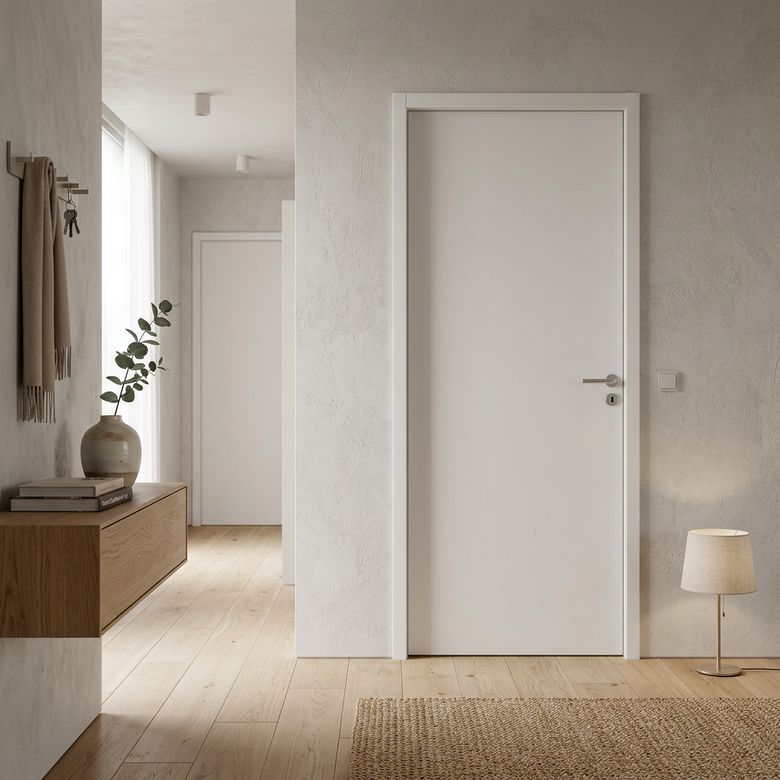 Bloc-porte thermique huisserie 90 blanc laqué ROMY***| Lapeyre
