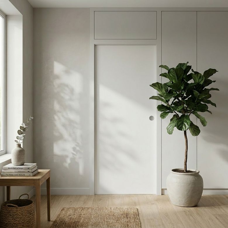 Porte coulissante blanc laqué ROMY***| Lapeyre